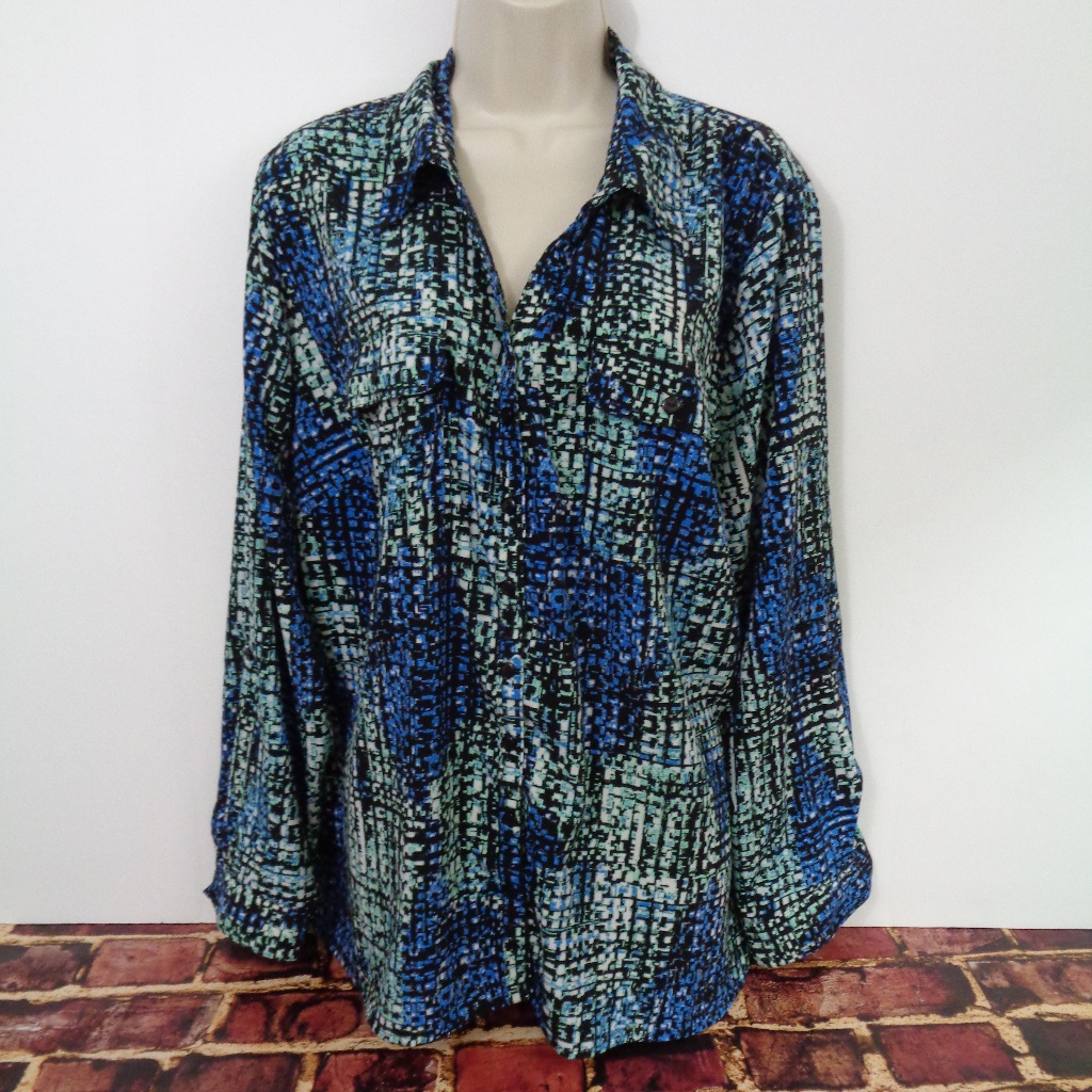 Kim Rogers Curvy Woman's Blue Top Size 2x